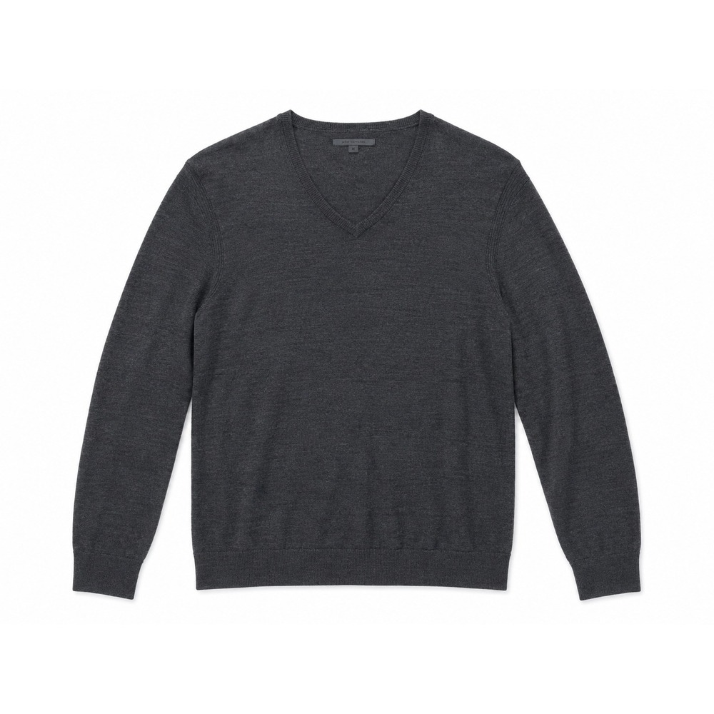 John Varvatos Men's Dark Wool V-Neck Lightweight Sweater Gray Medium